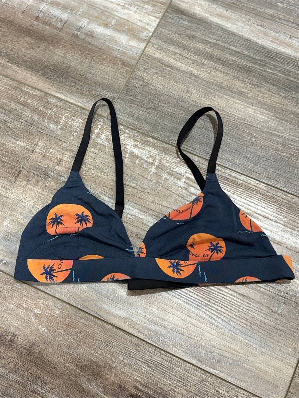 Me Undies Women's Small Chill AF Navy Palm Bralette